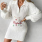 Christmas Letter Pattern Contrast Sequin Fuzzy Casual Dress