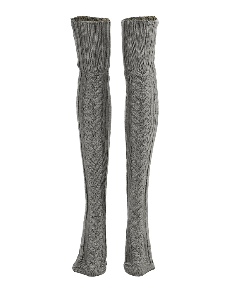 1Pair Over The Knee High Cable Knit Long Socks