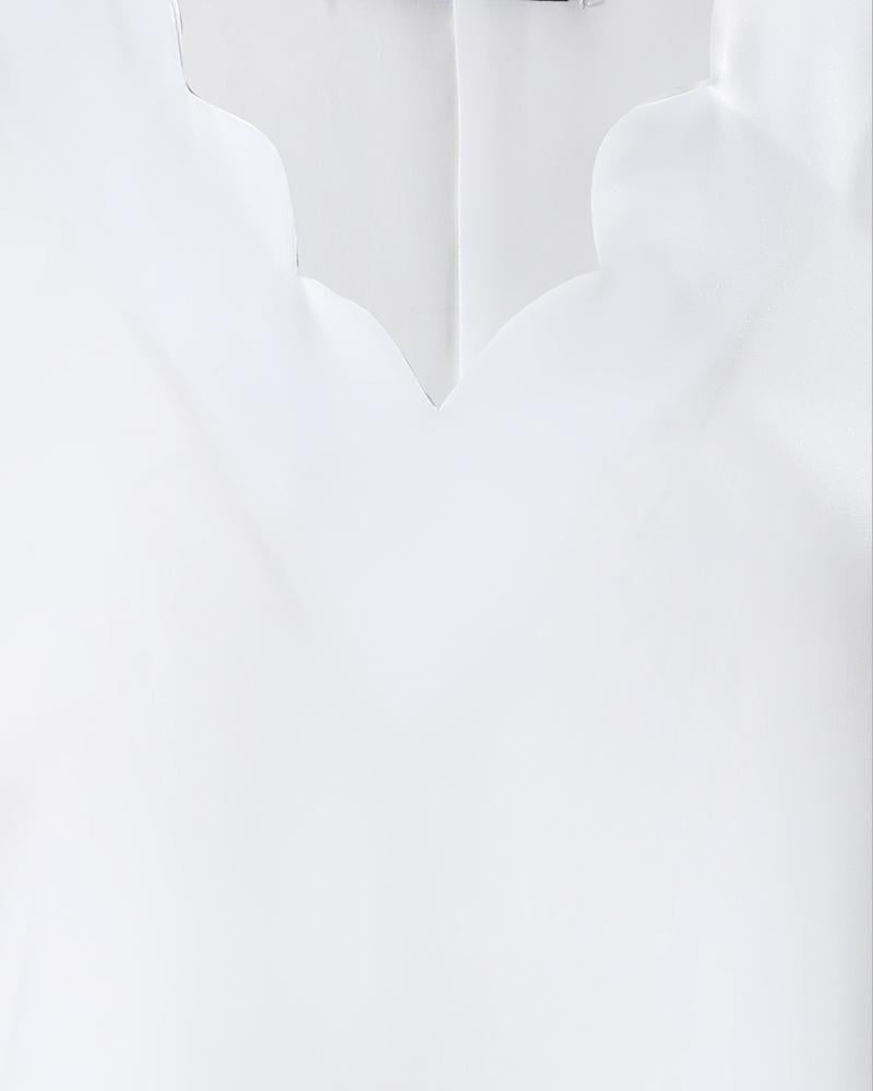 Hollow Out Scallop Trim Cold Shoulder Casual Dress