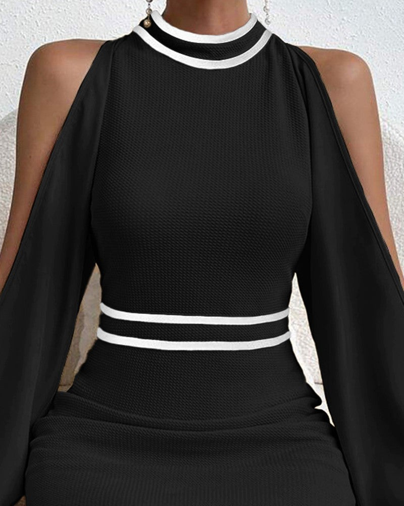 Split Sleeve Mock Neck Bodycon Dress