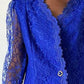 Crochet Lace Long Sleeve Plunge Blazer Coat