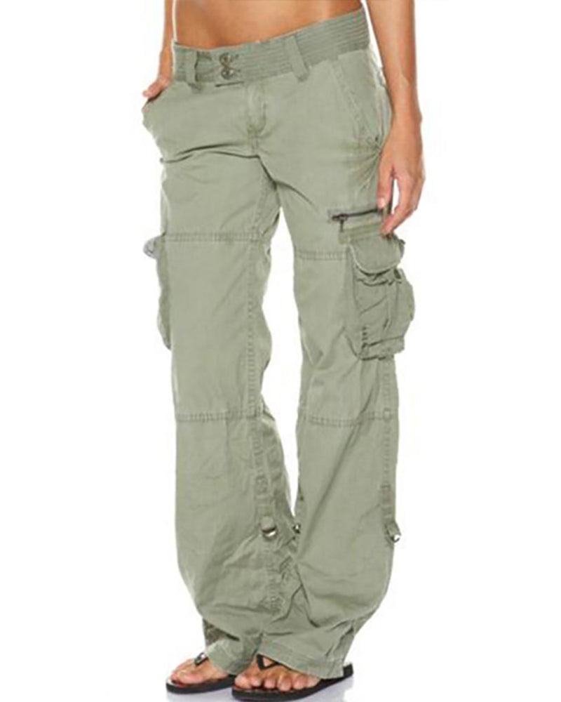 Pocket Design Straight Leg Cargo Pants