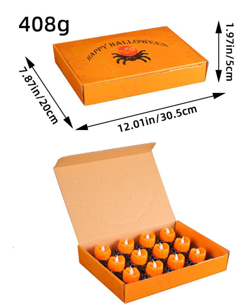 12pcs Halloween Decorations Battery Operated Spider Tealights Set