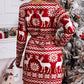 Christmas Print Cold Shoulder Dress
