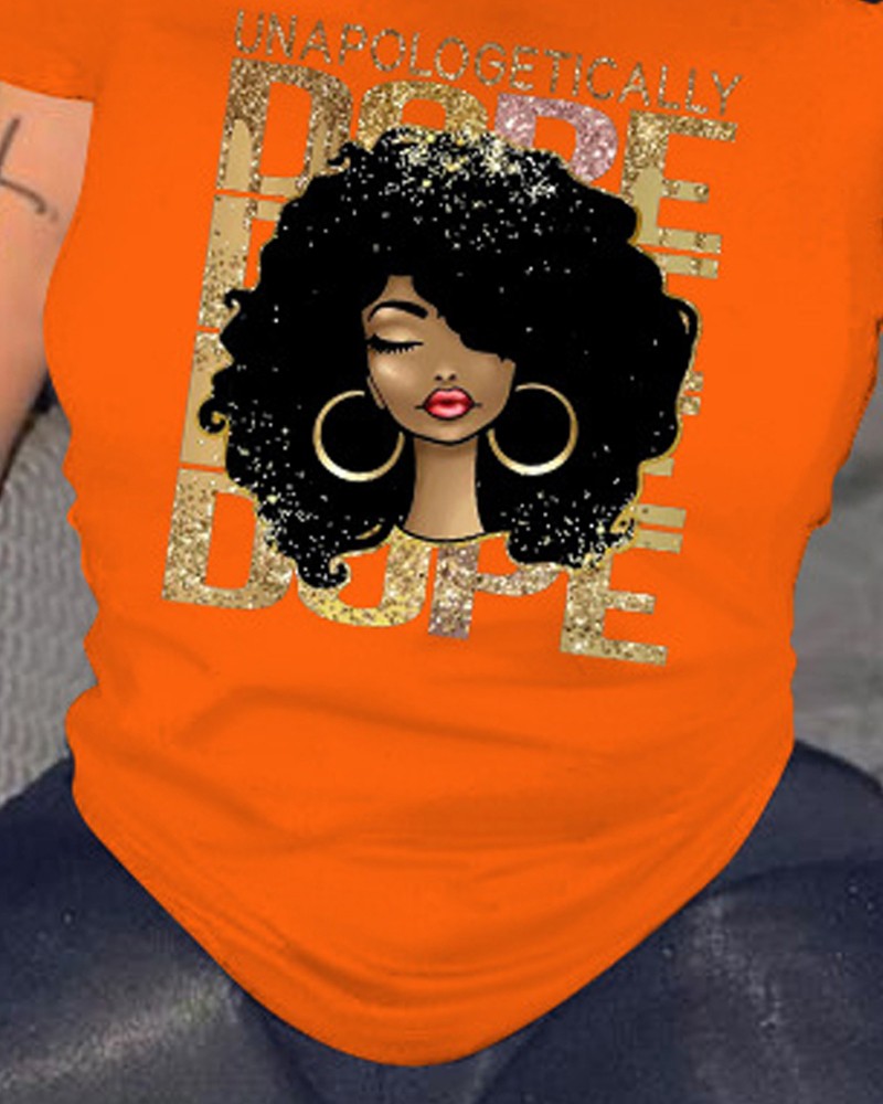 Plus Size Figure Letter Print Short Sleeve Casual T shirt