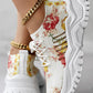 Floral Print Lace up Breathable Slip On Sneakers