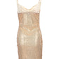 Cowl Neck Sleeveless Ruched Sequin Dress