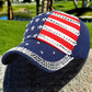 Independence Day Rhinestone Flag Print Peaked Cap Outdoor Sun Hat