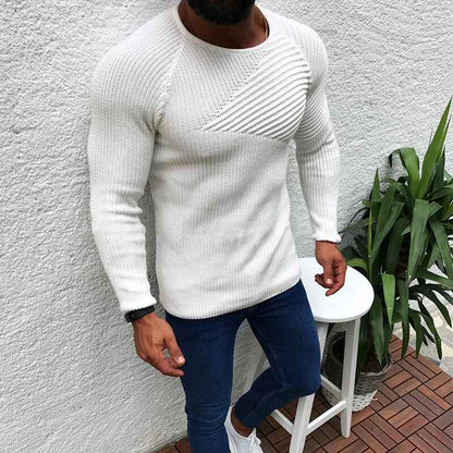    white-Men_s-Slim-Fit-Roundneck-Sweater-Casual-Knitted-Twisted-Pullover-Solid-Sweaters-G074