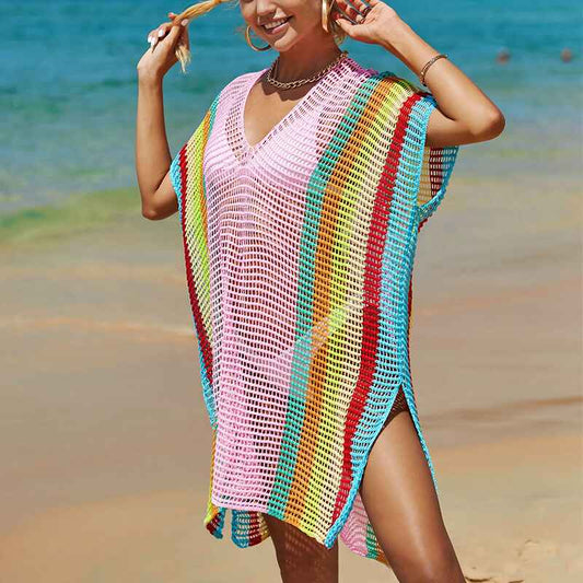 Pink-Beach-Swimsuit-Cover-Up-Bathing-Suit-Cover-Ups-Mesh-Tassel-Bikini-Coverup-Hollow-Out-Crochet-Dress-for-Women