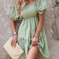 Off Shoulder Shirred Flowy Swing Dress