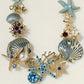 Light Blue Seashell Starfish Pearl Decor Alloy Adjustable Necklace