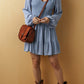 Ashleigh Blue Long Sleeve V Neck Smocked Tiered Mini Dress