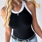 Contrast Binding Tank Tops Summer Sleeveless Basic Cami Top Shirt Slim Knit Ribbed Racerback Blouses
