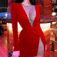 Long Sleeve Fishnet Patch Bodycon Dress