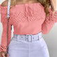 Off Shoulder Guipure Lace Frill Hem Drawstring Top