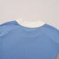 Sky Blue Ribbed Detail Color Block Sleeve Baggy Sweatshirt