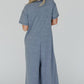 Beau Blue Half Placket Chest Pockets Short Sleeve Wide Leg Jumpsuit