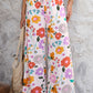 Pink Boho Print Wide Leg High Waist Casual Pants