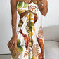 Tropical Print Backless Maxi Dress