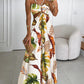Tropical Print Backless Maxi Dress