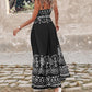 Floral Print V Neck Button Front Sleeveless Maxi Dress Casual Hollow Out A Line Dress