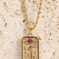 Gold Plated Tarot Card Rhinestone Deocr Valentiens Gift Necklace