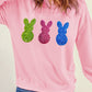 Pink Easter Bunny Patched Drop Shoulder Sweatshirt