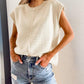Round Neck Cap Sleeve Sweater Top Casual Loose Fit Summer Pullover Top
