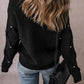 Black Pearl Embellished Rhombus Pattern Sweater