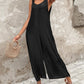 Buttoned Wide Leg Suspender Jumpsuit