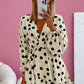 Beige Polka Dot Printed Surplice V Neck Puff Sleeve Mini Dress