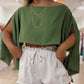 Solid Color Off the Shoulder Split Sleeve Versatile Blouse Top