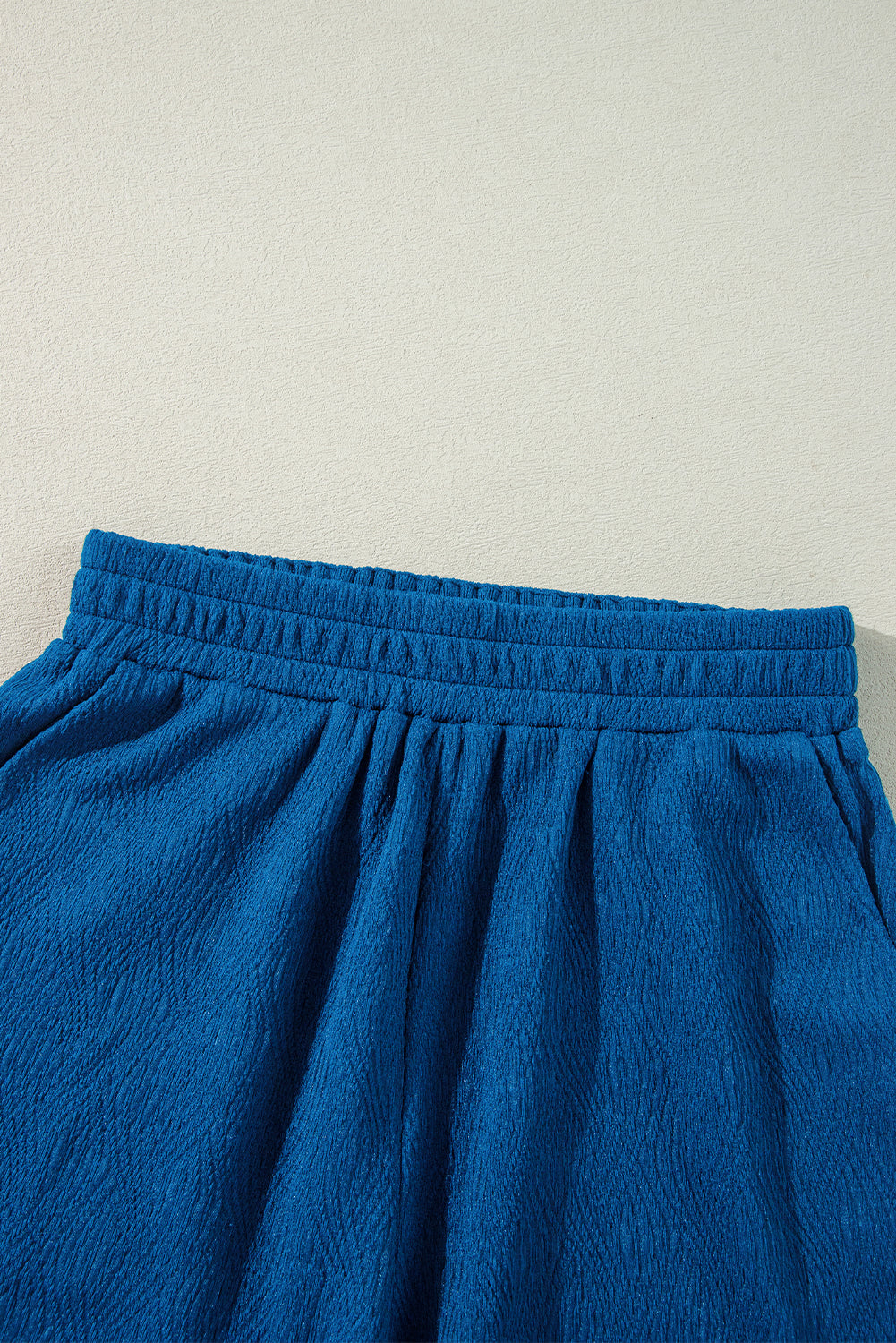 Bluing Solid Textured Crew Neck Short Set