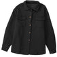 Black Retro Quilted Flap Pocket Button Shacket
