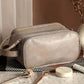 Smoke Gray PU Leather Multi Compartment Large Cosmetic Bag