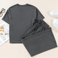 Dark Grey Drawstring Side Crewneck Tee and Loose Pants Set