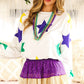 White Mardi Gras Star Printed Long Sleeve Top