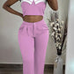 Crop Cami Top & Ruched Pocket Design Pants Set