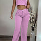 Crop Cami Top & Ruched Pocket Design Pants Set
