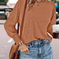 Round Neck Shirred Lantern Sleeve Long Sleeve Softy Basic T Shirt Casual Tee