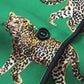 Green Cheetah Print Short Sleeve Shirt and Pants Pajama Set
