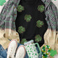 Black Sequin Leopard Clover Graphic Crewneck St Patrick Tee