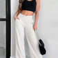 Light Grey Cross-Waist Wide Leg Lounge Pants