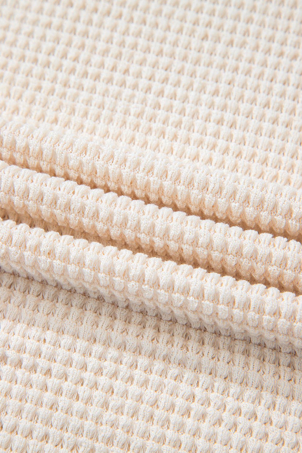 Beige Waffle Exposed Seam Detail Plus Size Short Sleeve Top