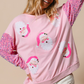 Pink Sequined Santa Claus Long Sleeve Christmas Sweatshirt