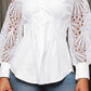 Lantern Sleeve Eyelet Embroidery Top