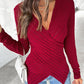 V Neck Overlap Asymmetrical Long Sleeve Top