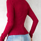 V Neck Overlap Asymmetrical Long Sleeve Top