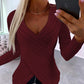 V Neck Overlap Asymmetrical Long Sleeve Top